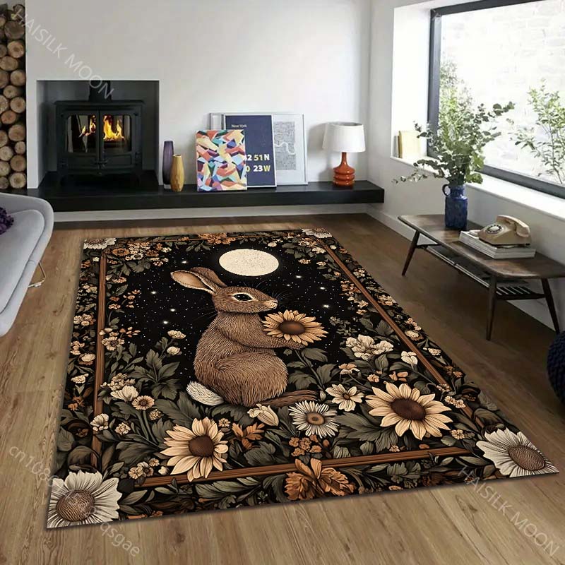 Multiple sizes Moonlit Rabbit Rug Pattern Carpet for Living Room Bedroom Sofa Home Decor Non-slip Floor Mat Luxury Gift