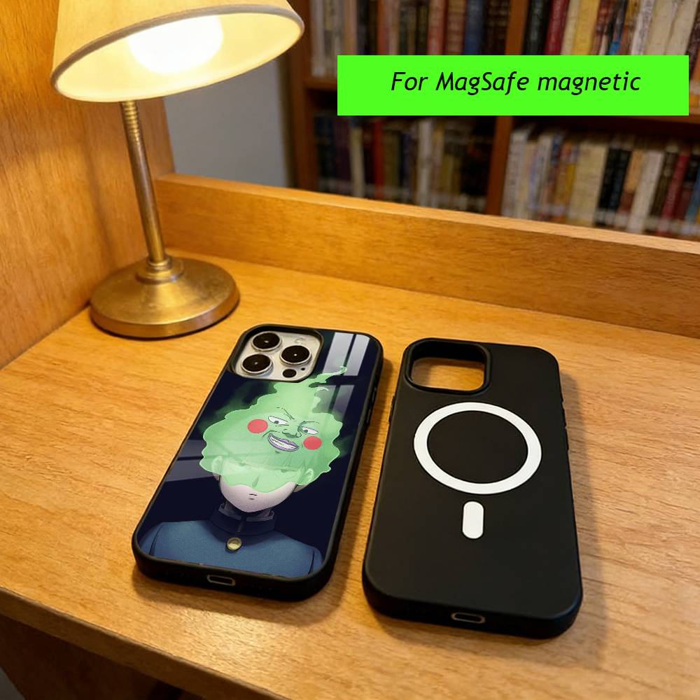 Anime M-Mob Psycho 100 Phone Case For iPhone17,16,15,14,13,12,11 Plus,Pro Magnetic with Magsafe Wireless Charging