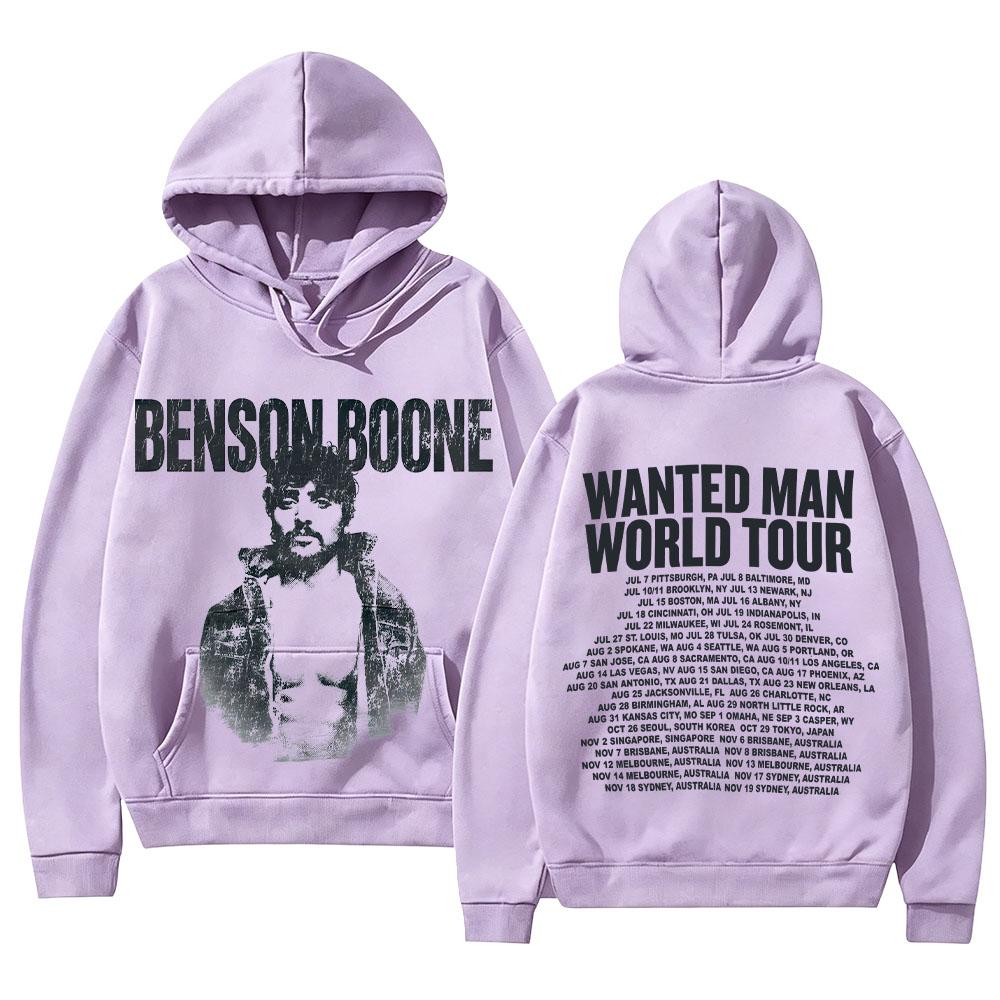 Benson Boone Merch Sweatshirts Wanted Man Asche Hoodie Mode High Street Kapuzenpullover Unisex Vintage Ästhetik Grafikdruck Pullover