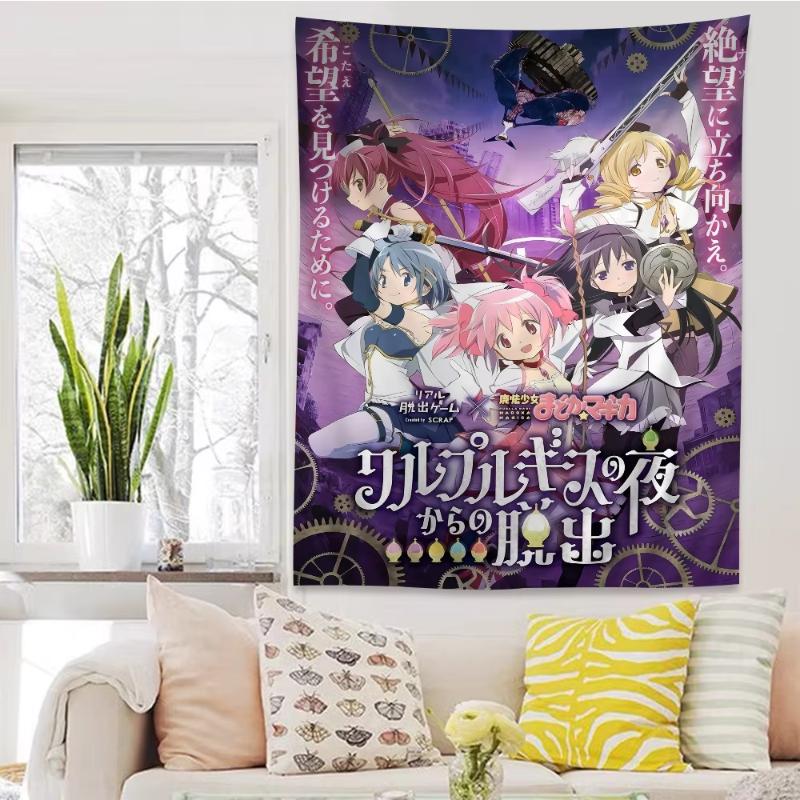 Retro Anime Tapestry Wall Hanging Nostalgic Manga Magazine Kawaii Aesthetic Bedroom Dorm Home Decor Polyester Fabric