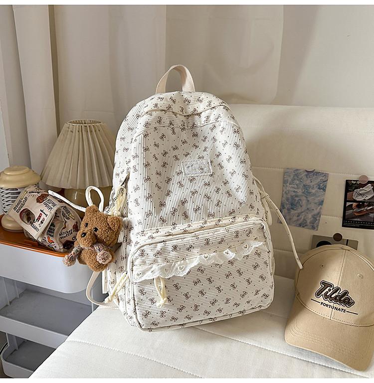 Korean Style Girls Backpack With Bow Pattern For School And Travel Purposes