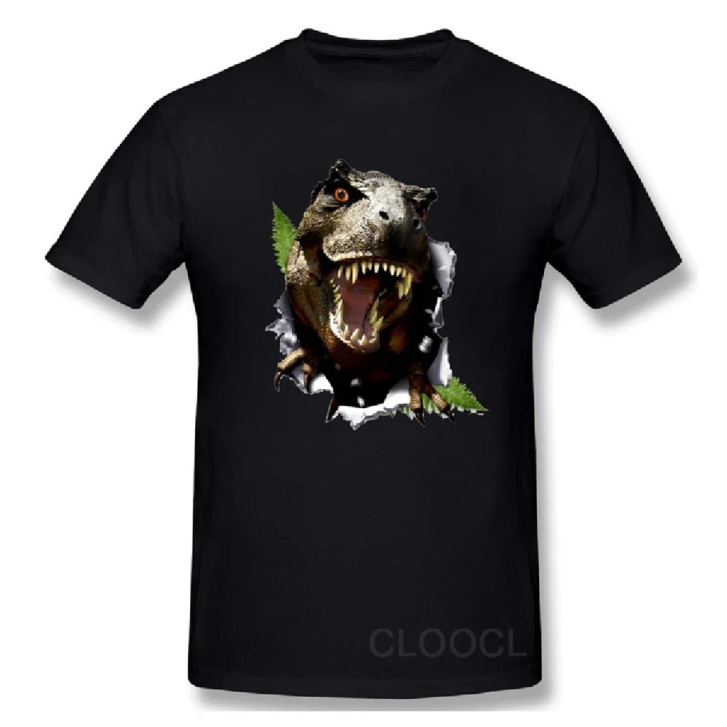 

CLOOCL 100% Cotton T-Shirt Jurassic Dinosaur Pattern Harajuku T-shirt Hip Hop Tees Clothing Funny Black T-shirt Drop Shipping XXXXXL чорний