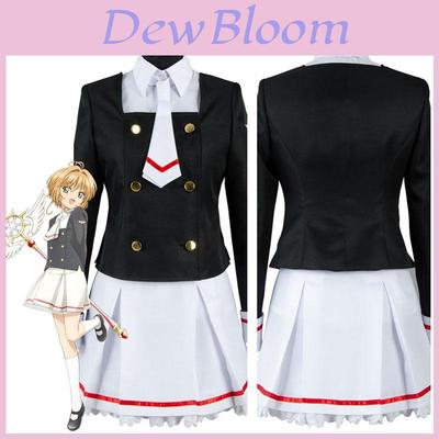 Anime Meraklıları İçin Şık Siyah Beyaz Cardcaptor Sakura Kinomoto Cosplay Kostümü