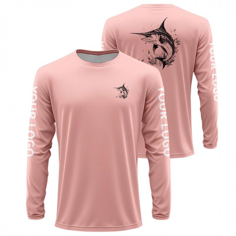 Men's Quick-Dry UV Protection Long Sleeve Fishing Shirt with Breathable Logo Pattern
