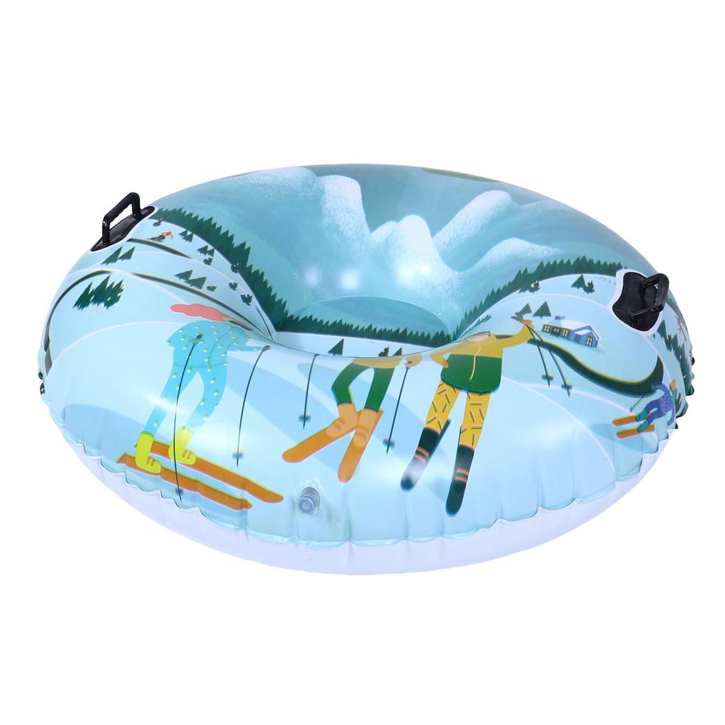 Tub de Zăpadă de 41,3 Inch PVC Rezistent la Frig Îngroșat Gonflabil Sanie de Zăpadă Inel de Schi Jucărie de Iarnă cu Mânere pentru Derdelușat în Aer Liber