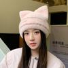 Cute Cat Ear Plush Hat Women's Autumn and Winter Thickened Warm Ear Protective Wool Hat