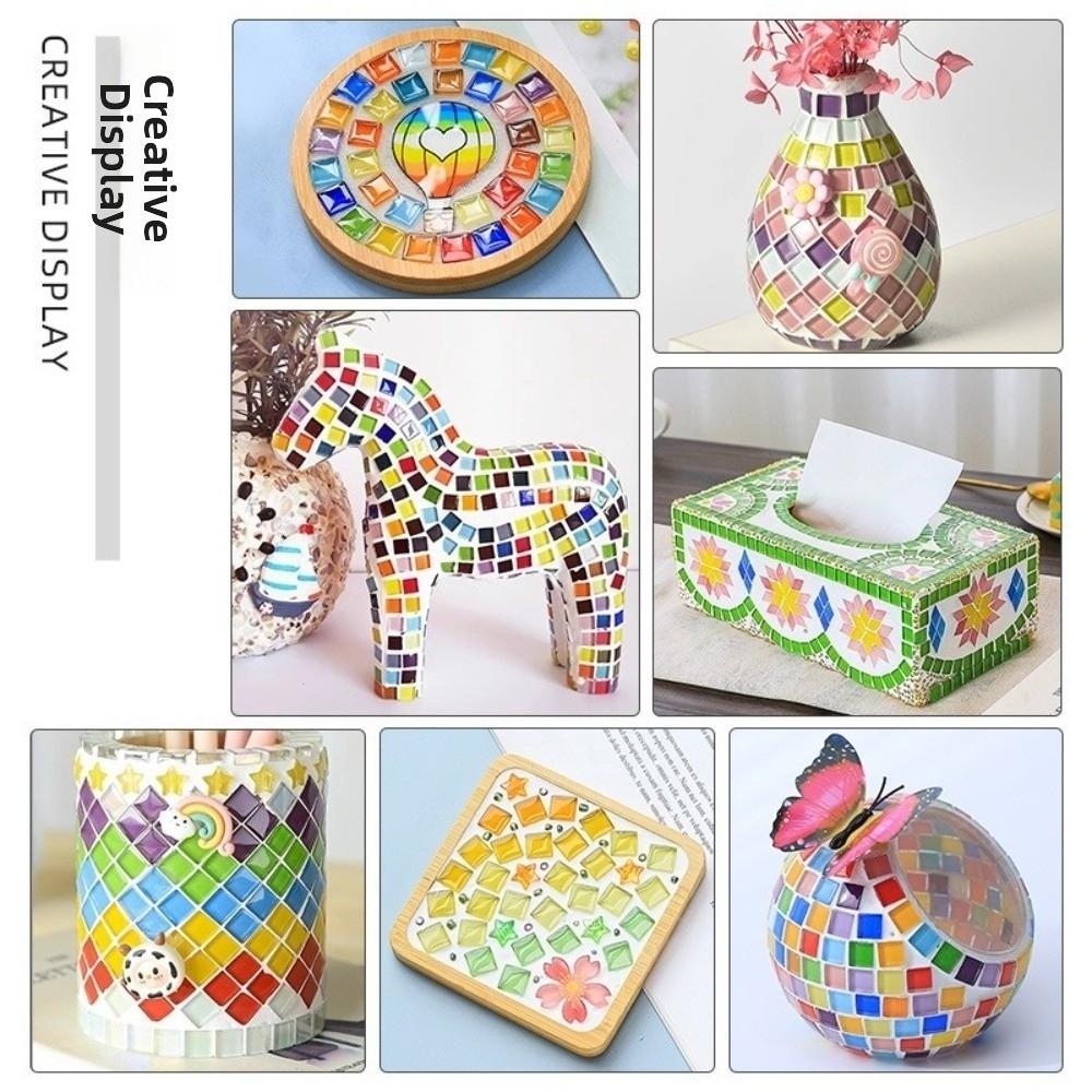 100/140PCS Crystal Grain Glitter Glass Mosaic Tiles Glass Mosaic Art Tiles Coaster Making
