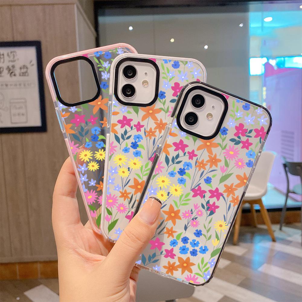 Summer new color floral mobile phone case iPhone17Pro transparent tpu soft case Apple 15 girls protective case