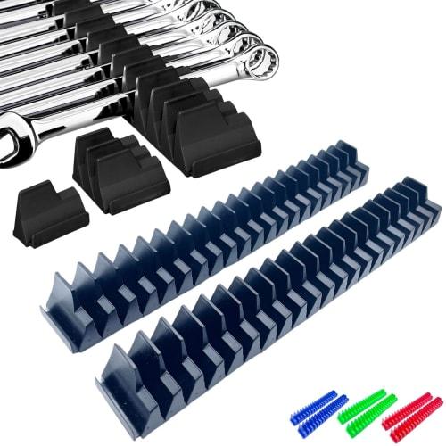 PRODIGY-ONE Magnetic Wrench Holder, 2-Piece Set, Magnetic Wrench Organizer, Storage Rack, Tool Tray (Black)