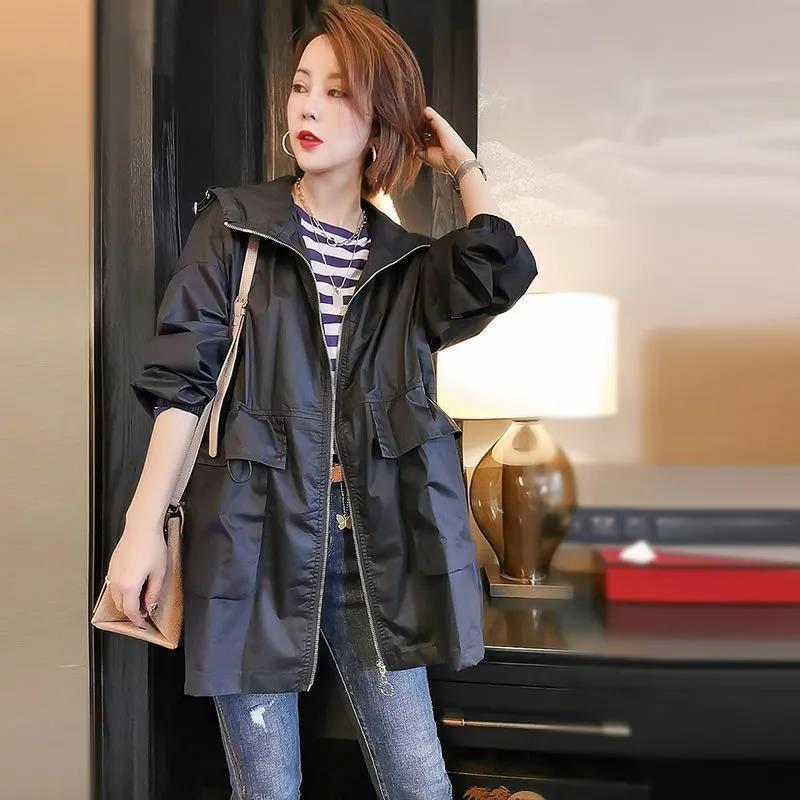 

Women s Plus-Size Loose Casual Trench Coat Korean-Style Fashionable Solid-Color Minimalist Versatile Outerwear for Spring and Autumn 3XL