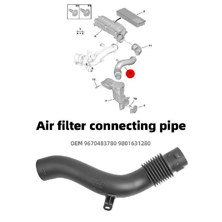 9670483780 Adatto per Peugeot 308 408 508 3008 5008 Citroen C4 Picasso C5 Aircross Tubo di Collegamento Filtro Aria Tubo di Aspirazione 1.6T