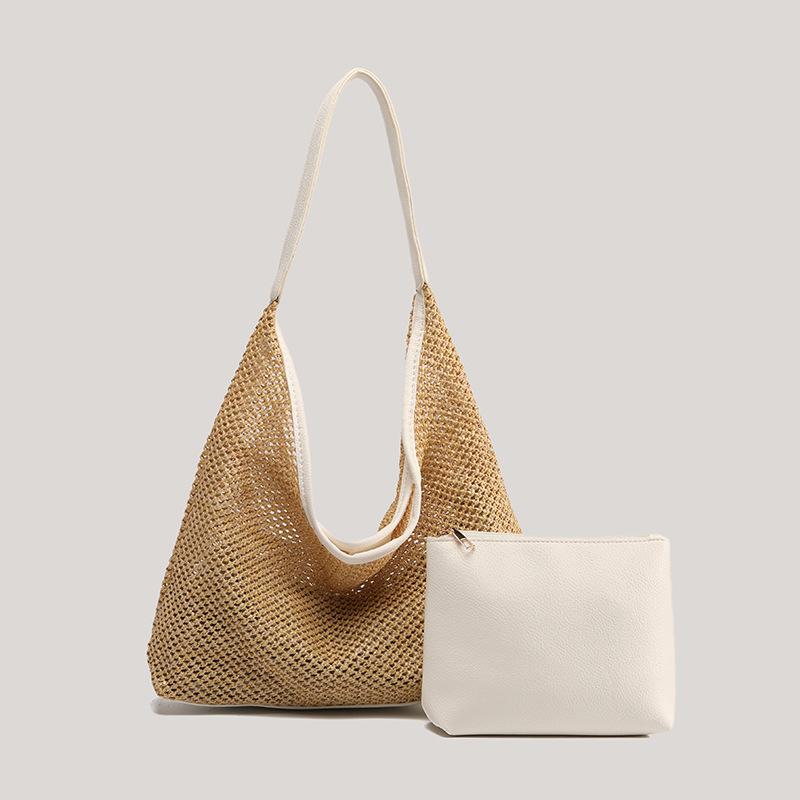 Niche Straw Woven Bag 2025 Summer New Woven Shoulder Tote Vegetable Basket Vacation Weaving