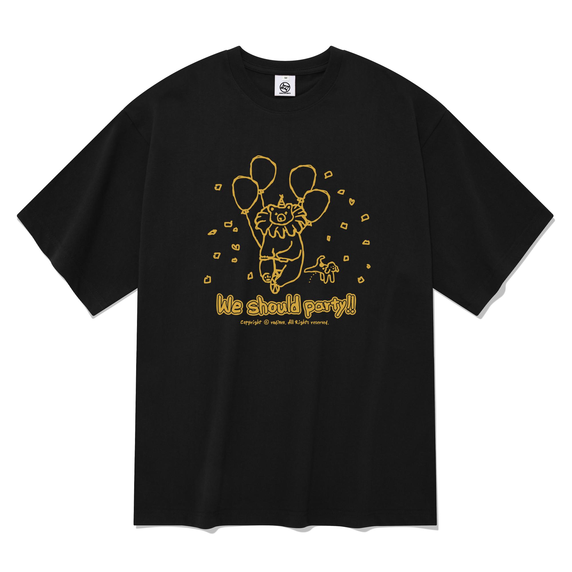 Radineo Party Bear Short Sleeve T-Shirt Black Black (Black)/L