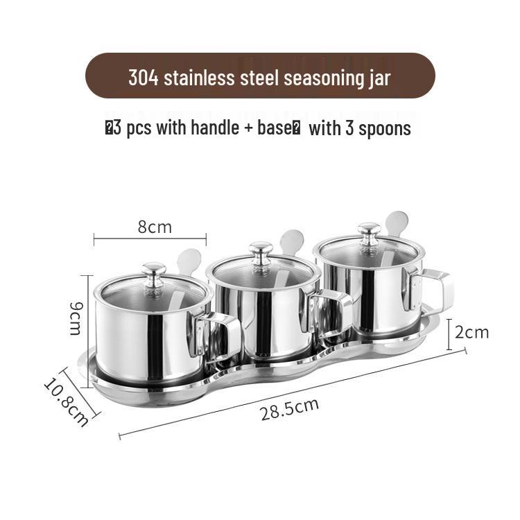 Set di barattoli per condimenti da cucina di alta gamma in acciaio inossidabile 304 - Contenitori per sale e olio al peperoncino per uso alimentare