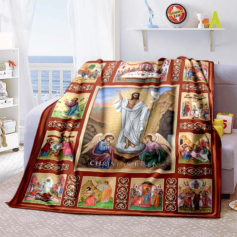 3D Blessed Virgin Mary Jesus HD Blanket,Soft Throw Blanket for Home Bedroom Bed Sofa Picnic Travel Office Rest Cover Blanket Kid
