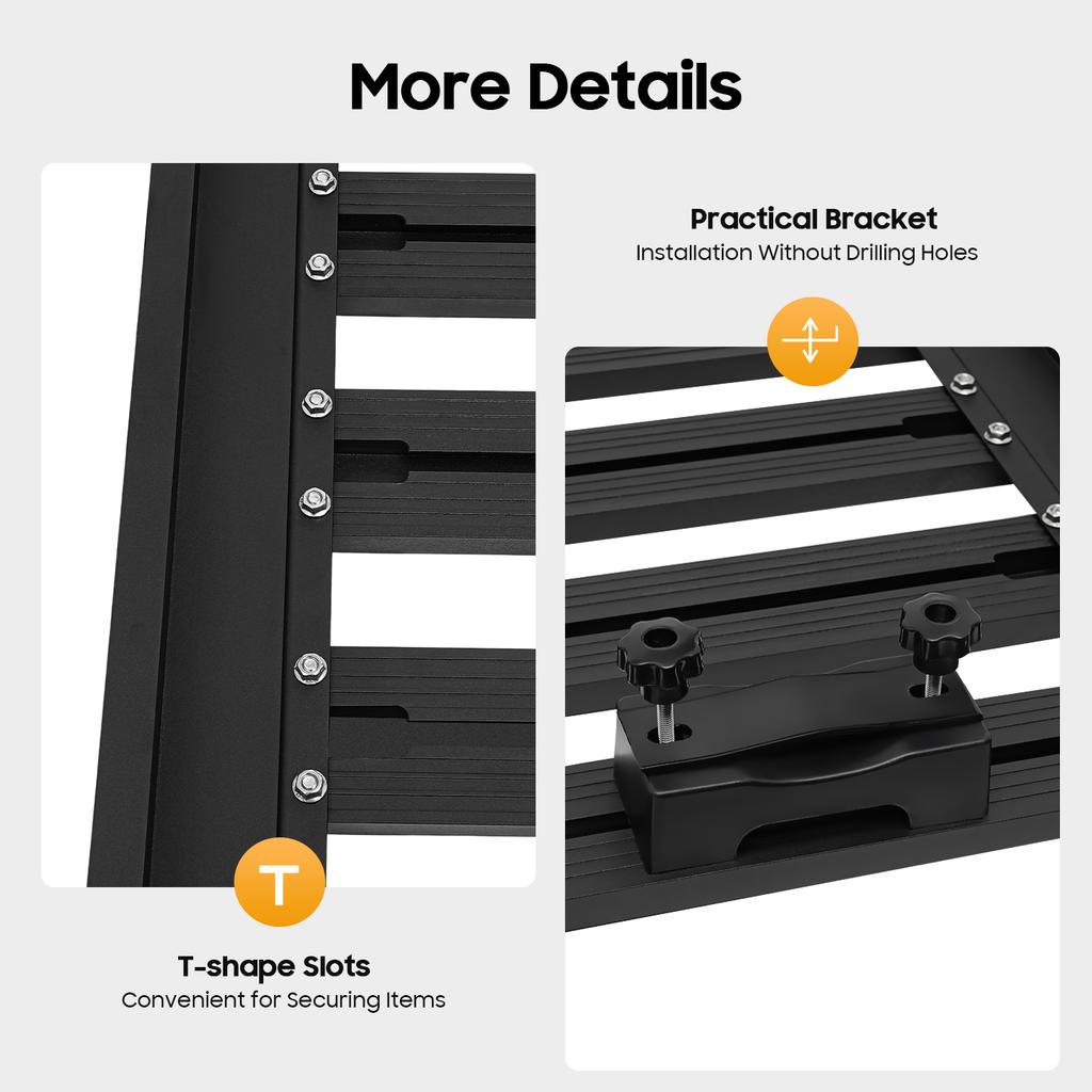 Universal Aluminum Car Roof Top Platform Rack, Luggage Carrier for SUV Truck Van, Direct Mount 150-200kg Capacity Exterior Parts