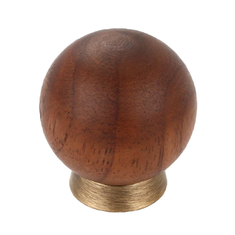 

8192 30mm Round Ball Walnut Wood Brass Cabinet Wardrobe Door Handle French Style Drawer Pull Knob A