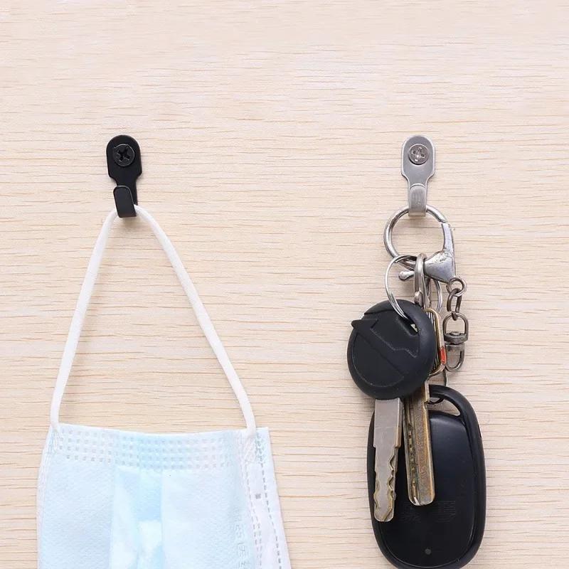 120Pcs Mini Stainless Steel J-Shaped Hook With Screw Items Key Rack Wall Punching Hook Kitchen Accessories Bathroom Hardware
