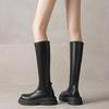 Krazing Pot Microfiber Autumn Winter Shoes Thick Bottom Platform Size 43 Long Boots Zipper Punk Style Thigh High Boots