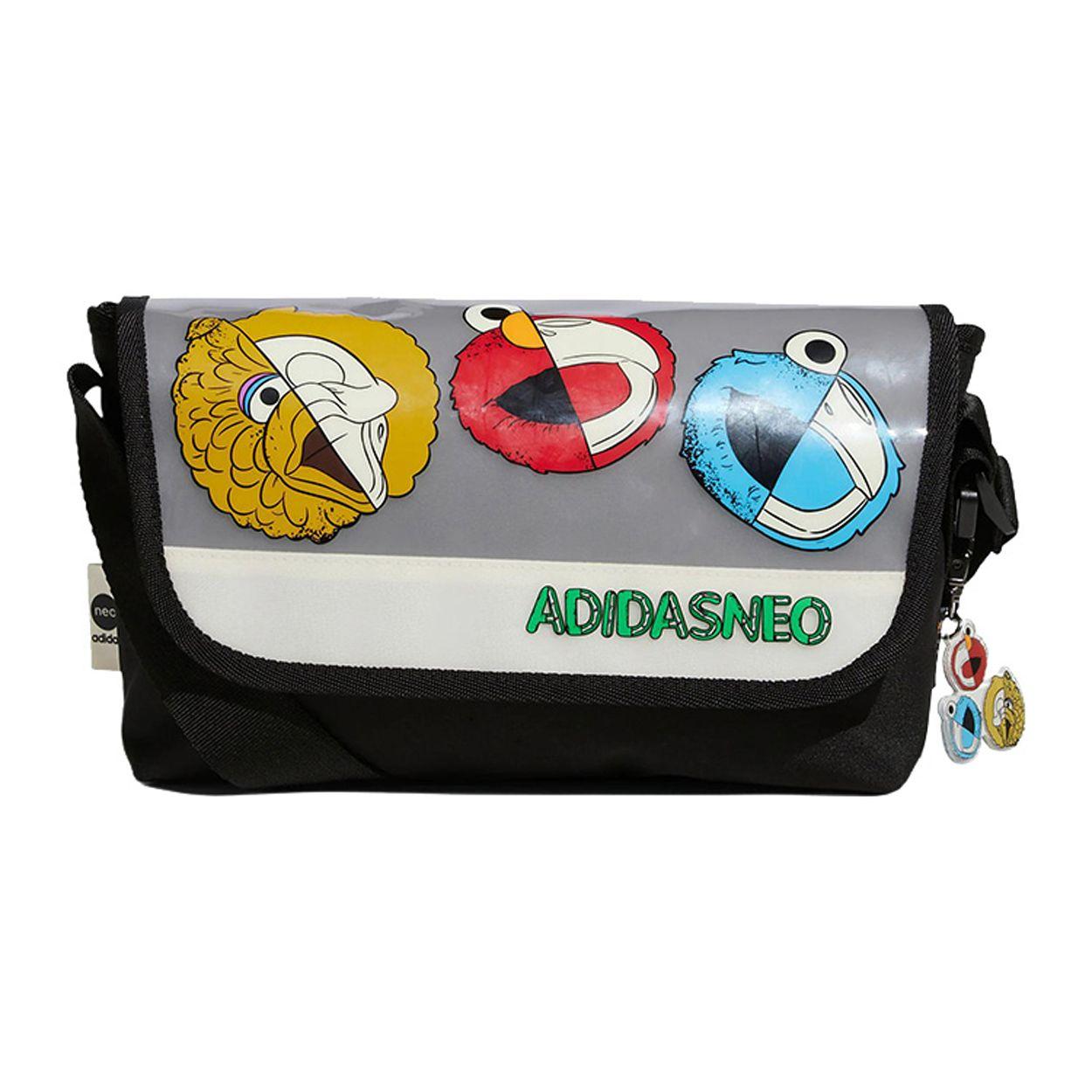 Adidas Neo X Sesame Street X JF Collaboration Sesame Msgr Colorful Graffiti Logo Sports Nylon Messenger Bag Unisex bags Black HP1487 Black