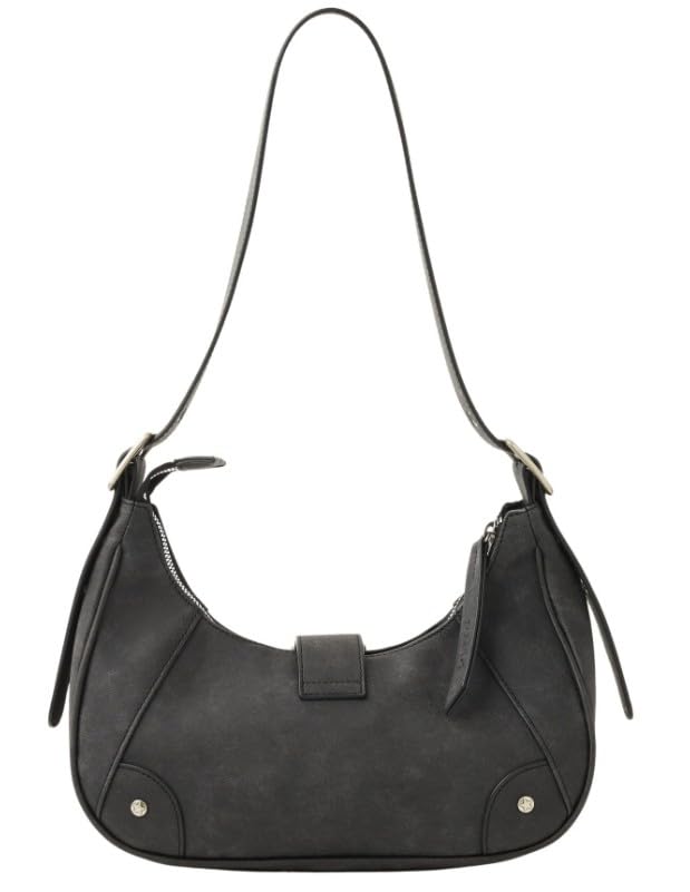 Distressed Faux Leather Belt Handbag DISTRESSED FAUX LEATHER BELT HAND BAG 105253053001 BLACK ONE SIZE