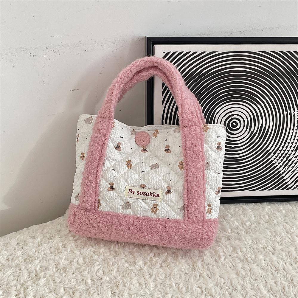 2 girl heart bear hand bag female large capacity portable new shopping tote bag female
