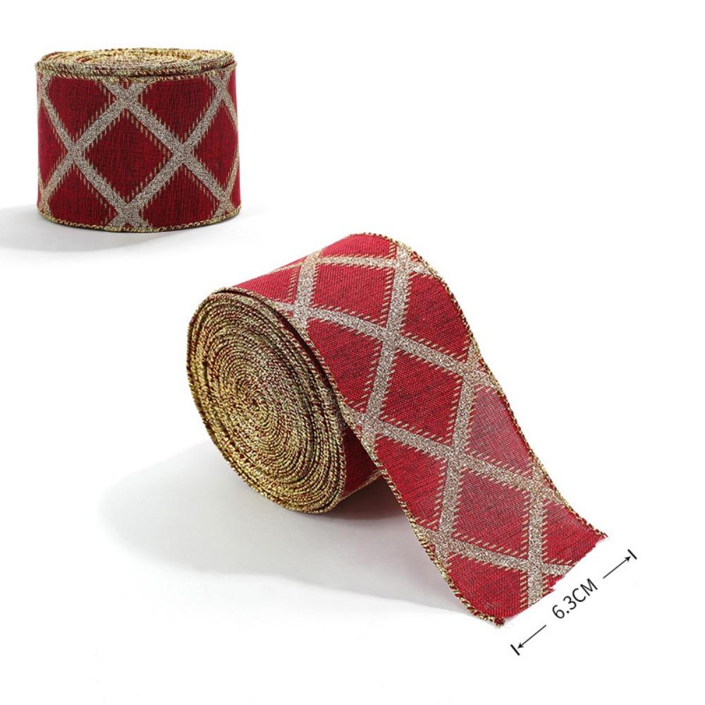 New Christmas Red Ribbon Wrapping DIY 2m Fabric Swirl Ribbon Christmas Tree Ribbon Lmitation Linen Burlap Ribbon