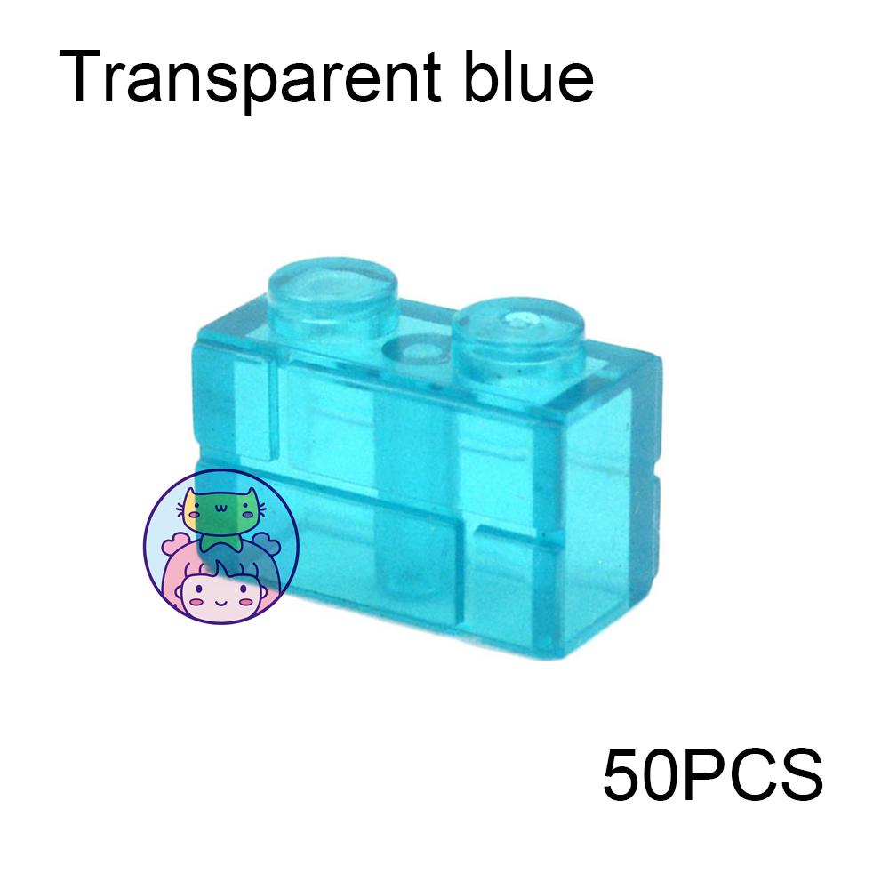 50pcs Wall Striped Bricks MOC 1x2 Building Blocks Toys Palace Castle Creative Figures Military House Wall Transparency Parts