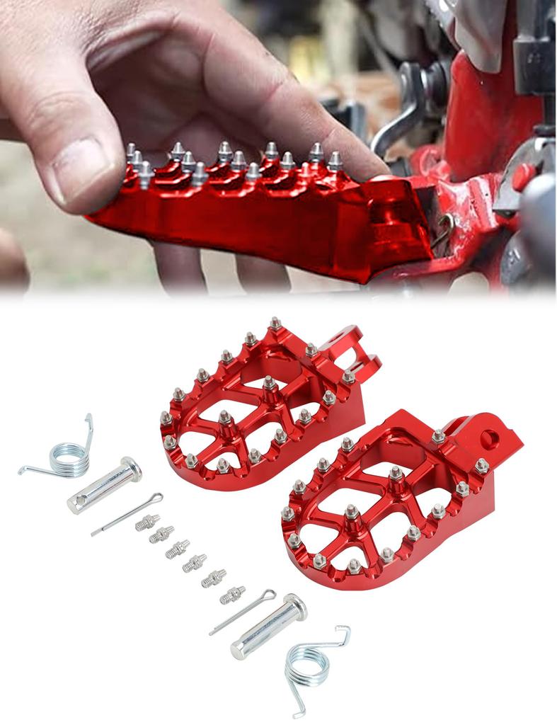 JFG Motorcycle Footpeg Honda MSX125 GROM125 Monkey 125 Wide Footpeg Footpeg Motorcycle Pedal Step Foldable Machined Aluminum Non-Slip (Red)