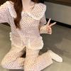 Cloud Cotton Pajamas Women'S Spring Sweet Pink Floral Long-Sleeved Loungewear Suit