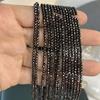 5String, Faceted Small Beads 2mm, 3mm, Handmade Black Iridescent Plated Glass Beads, for DIY Necklace, Bracelet, Accessories, Jewelry Making 38cm