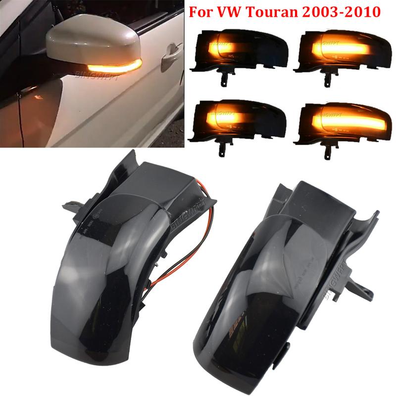 Left+Right For VW Touran 1T1 1T2 2003-2009 LED Turn Signal Light Dynamic Blinker Side Lamp Pair Arrow Mirror Indicator