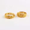Adjustable Open Couple Rings Gold Carved Dragon Phoenix Pattern Fashion Jewelry for Wedding Gift