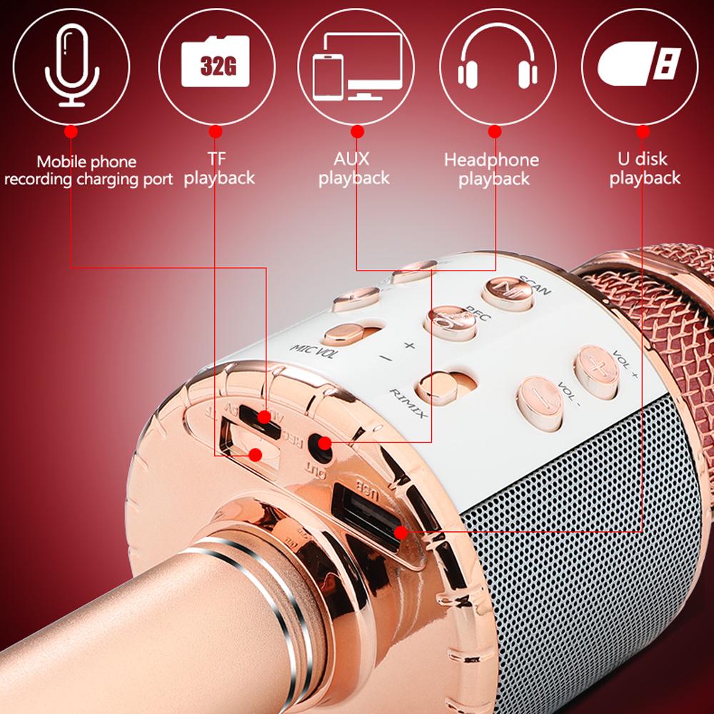 Portable BT Microphone Wireless Microphone Professional Speaker Music Player Handheld Microphone Singing Recorder Mic