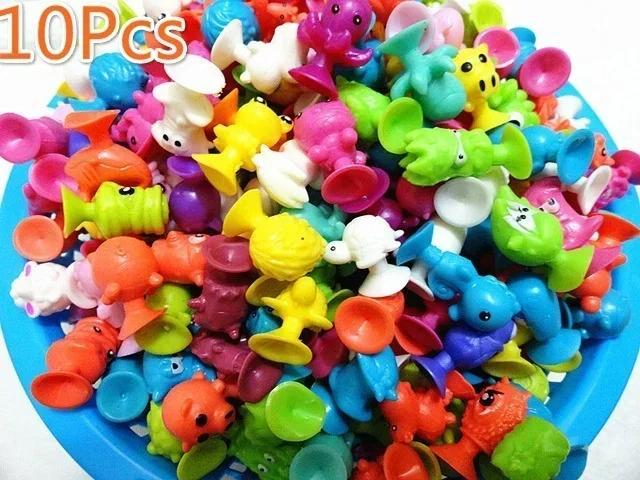 10pcs/lot Stikeezse Child Cartoon Ocean Animal Action Figures Mini  Sucker Suction Cup Capsule Models Toys Kids