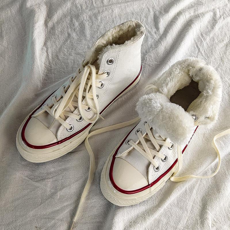Retro cotton shoes female winter student velvet black high-top cotton shoes 88