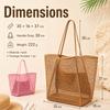 Foldable Mesh Beach Tote Bag Large Capacity Travel Shoulder Handbag With Zipper Pocket For Towels Clothes Cosmetics And Daily Storage