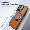 Leather 360 ° Ring Magnetic Holder Phone Case For iPhone 17Air 16 Plus 14 15 13 12 11 Pro Max For Magsafe Wireless Charging Phone Cover