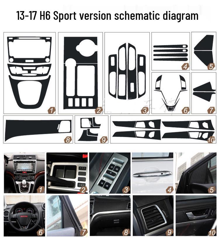 Haval H6 Sport (13-17) Carbon Fiber Interior Wrap - Center Console & Gear Shift Film