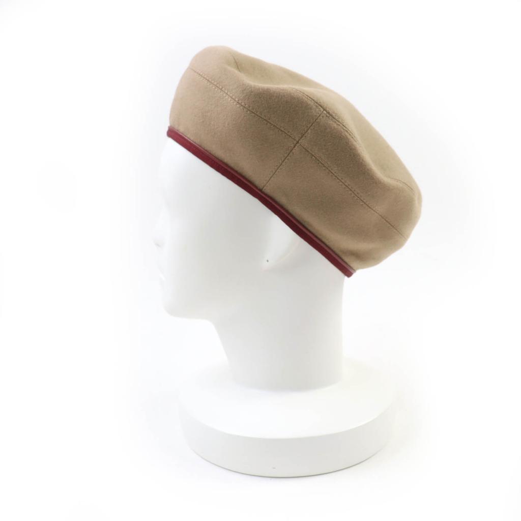Excellent HERMES Beret Santreno Serie Metal Brown Cashmere Women 58 Used