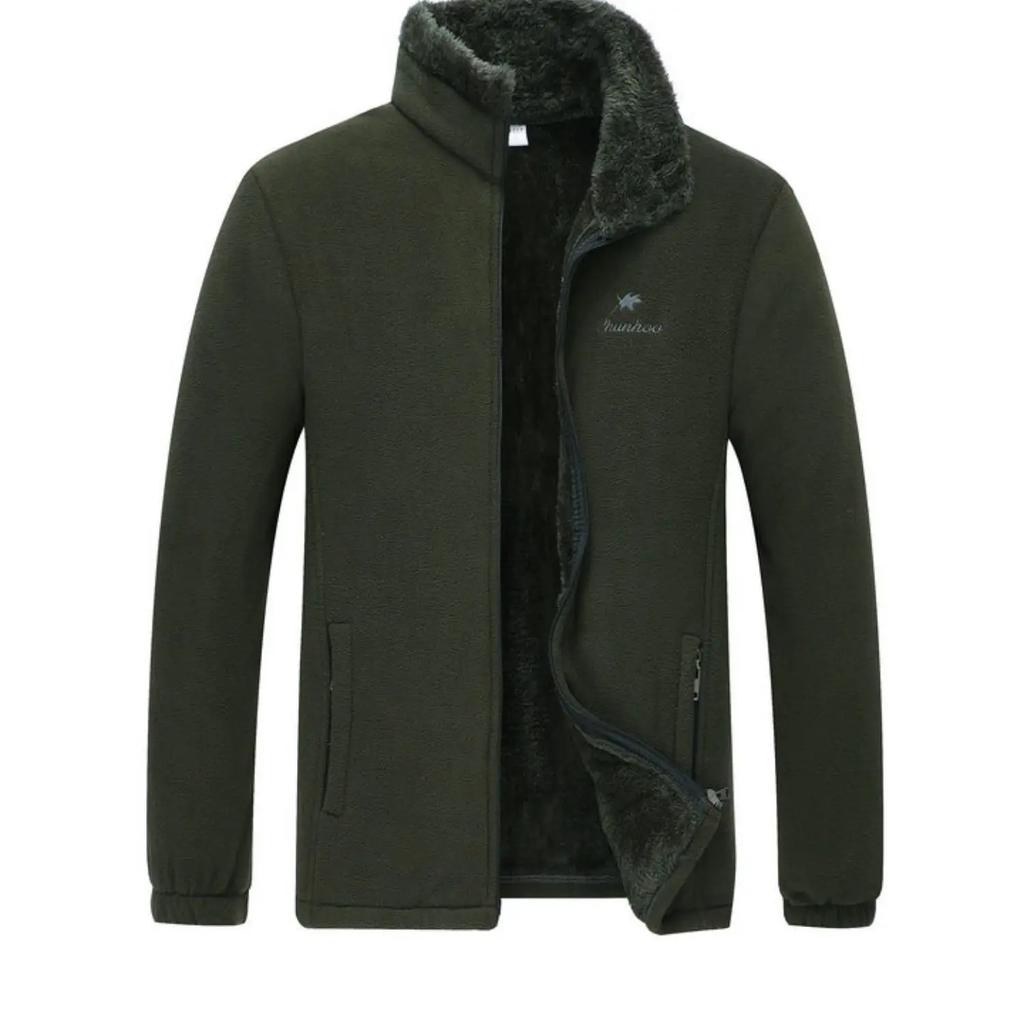 Winter Sports Fleece Jacket Men's Casual High-end Embroidered Zipper Pocket Warm Polar Jacket Male Outdoor Cold-proof Outwear