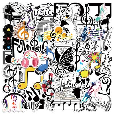50/100PCS Music Note Doodle Stickers Waterproof Vinyl Decals for Suitcase Journal Laptop Skateboard Guitar Decor
