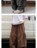 Fat Brother Men's Wide Leg Retro Pleated Pants: Elastic Waist, Loose Fit, Floor-Length, Hong Kong Style for Spring & Autumn