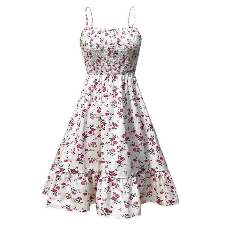 Sling Dress Fashion Style Sweet Small off-Neck Silm Printing a Words Lotus Leaf Skirt Female Dress