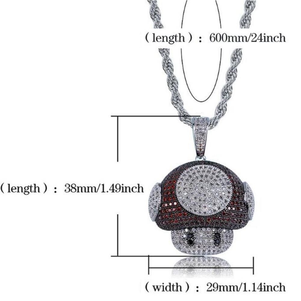 Fashionable Ice Mushroom Necklace and Pendant Copper Bicolor Cubic Zircon Necklace