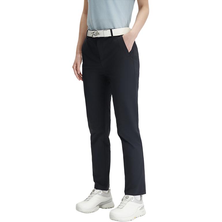 FILA Golf Series Solid Color Comfortable Soft Woven Mid-Rise Straight Leg Casual Pants Women bottoms Black A11W445805F-NV