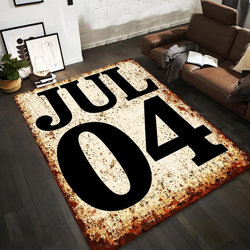 

Rustic JUL 04 American Independence Day Rug with Bold Black Text Suitable for use as an anti-slip for living room bedroom sofas 40x60cm( 15x23in )