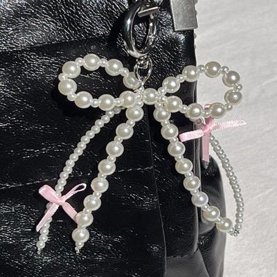 Y2K Phone Charm Pendant Cute Kawaii Pink Bowknot Keychain Bag Phone Strap Girl Cellphone Lanyard Keyring Birthday Jewelry Diy