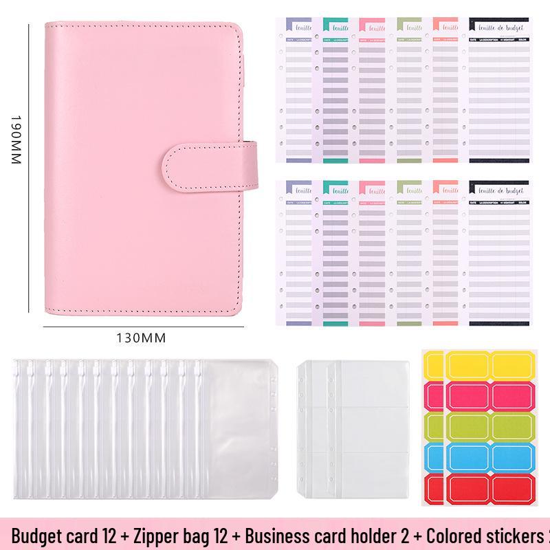 A6 Macaron Leather PU Loose-leaf Binder Notebook for Family Finance Budget Planning