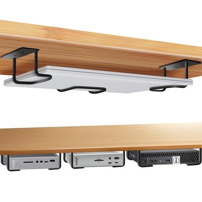 Laptop Shelf Fits Devices Up To Aluminum Laptop Laptop Stand Tray for PlayStation and More Under-Desk Holder, Under-Desk Bracket, 2.7" Tall,